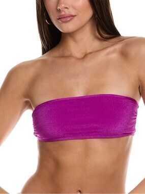 Zadig & Voltaire Crinkle Bandeau Bikini Swimsuit Top prune purple